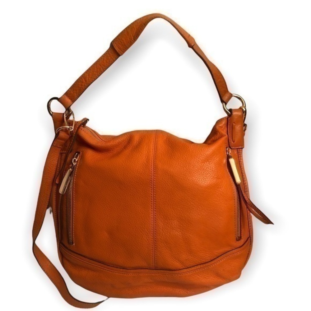 B Makowsky Orange Leather Two Way Bag